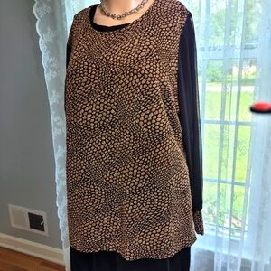 VINCE Camuto Blk & Gold Metallic blouse 1X NWT